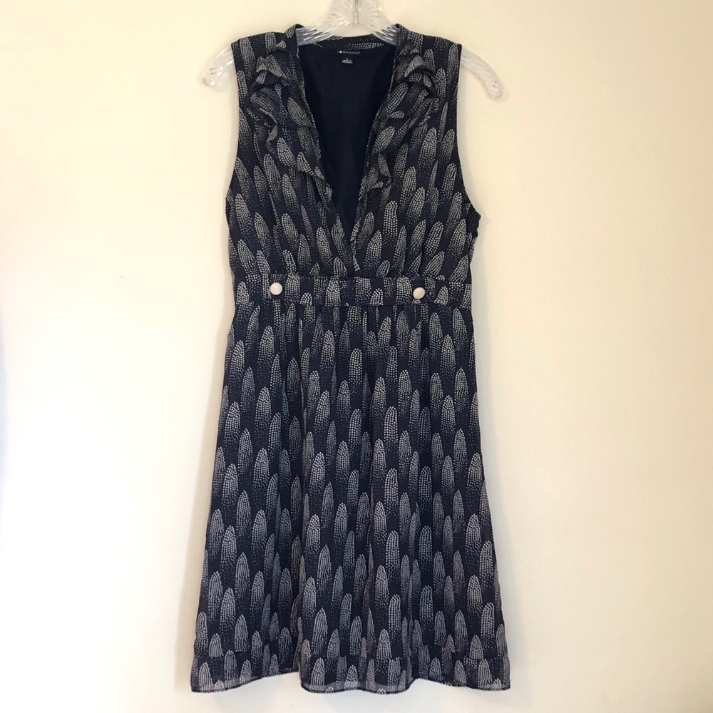 I <3 Ronson Navy Sleeveless Ruffle Front Dress